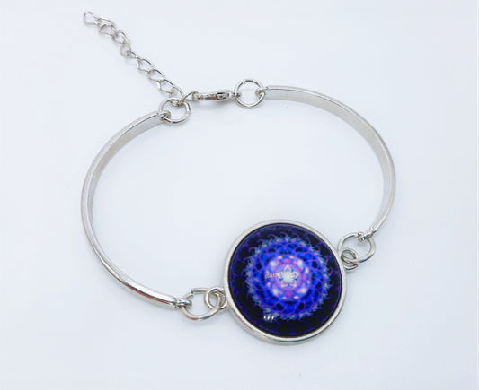 Purple Mandala Design - Adjustable Bangle Bracelet