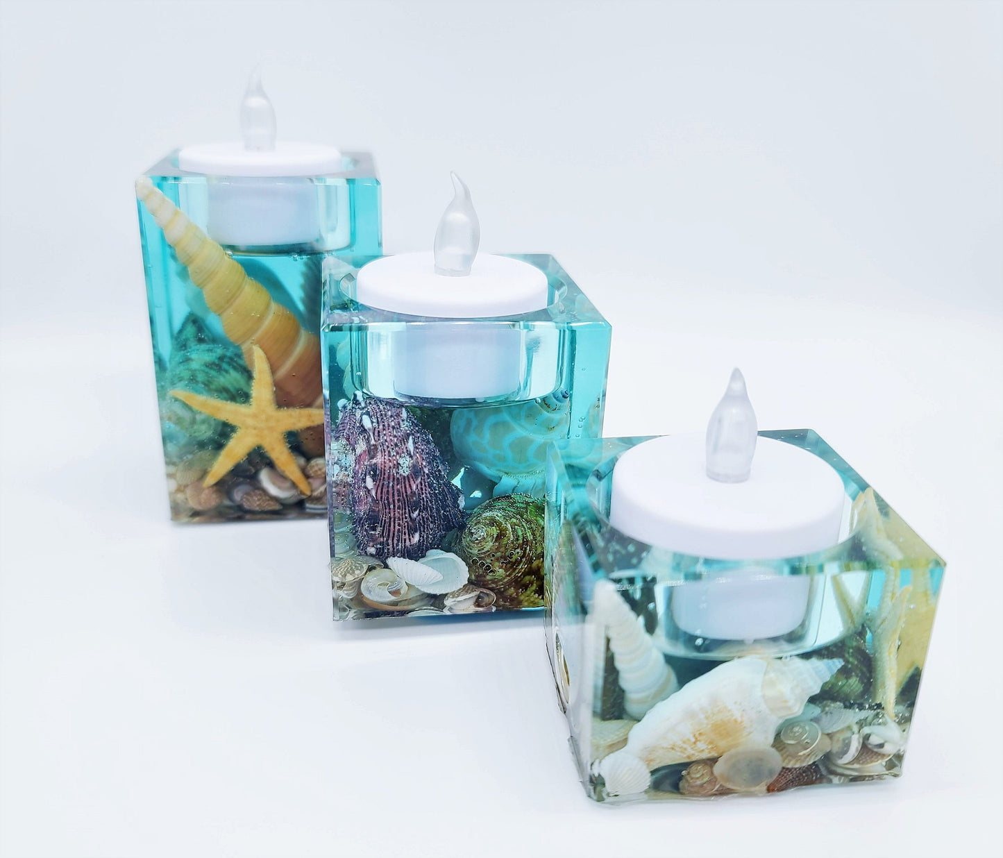 Seascape Resin Tealight Candle Holder