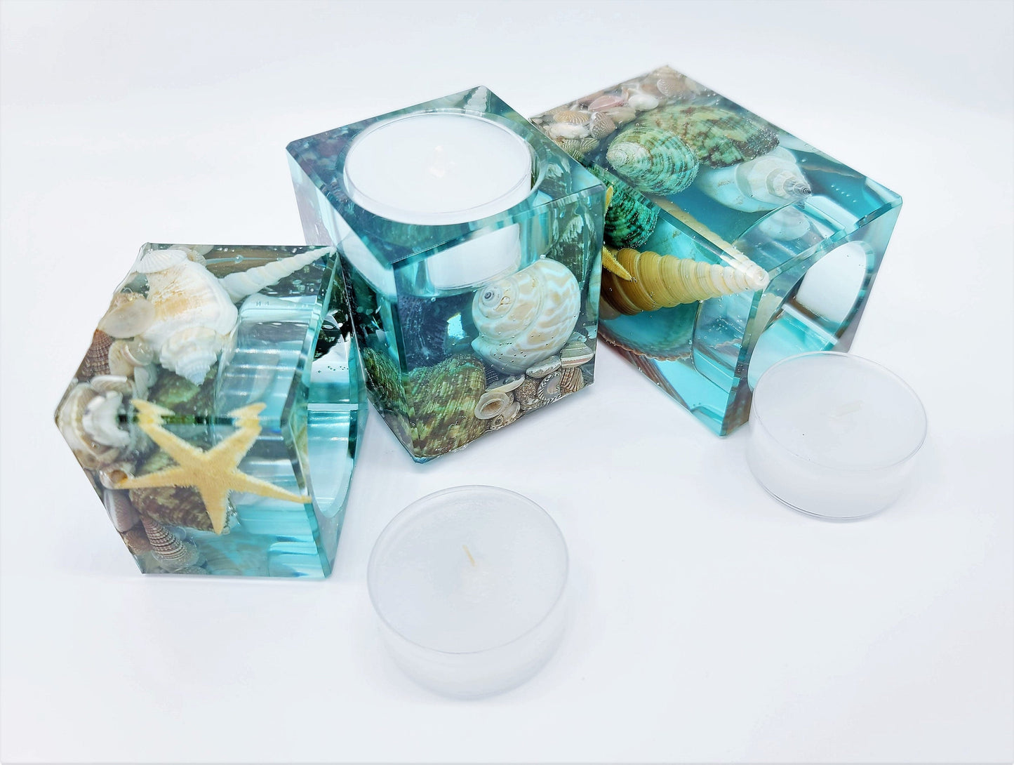 Seascape Resin Tealight Candle Holder