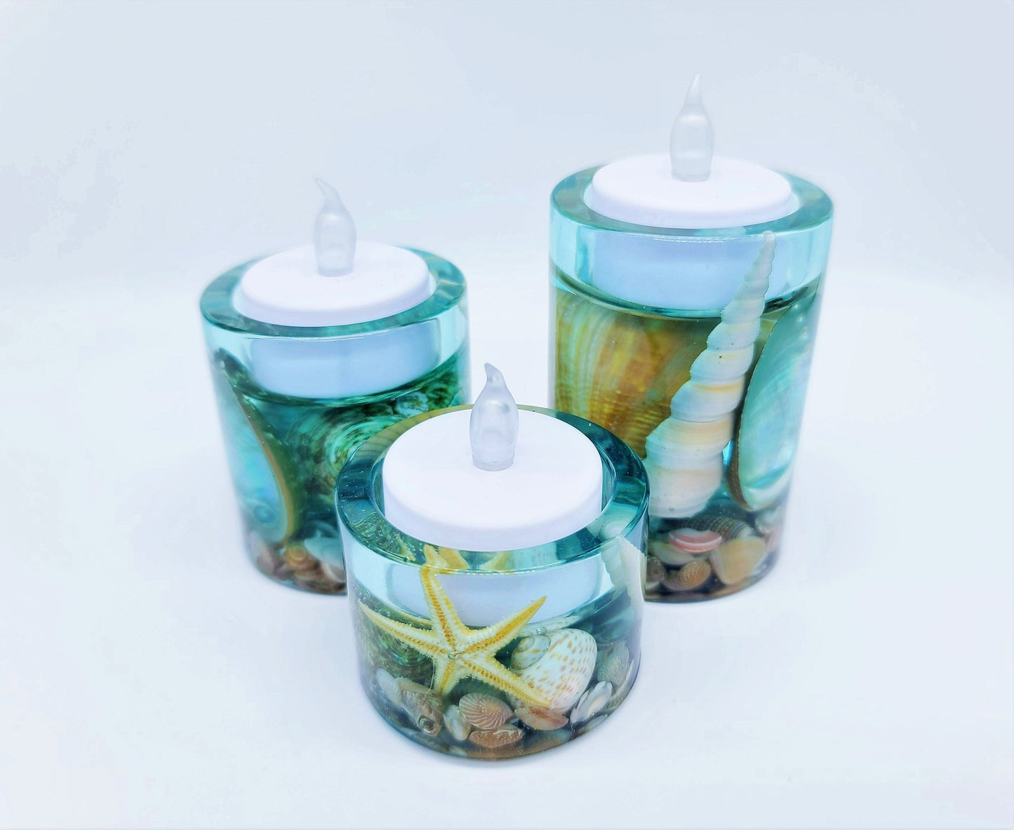Seascape Resin Tealight Candle Holder