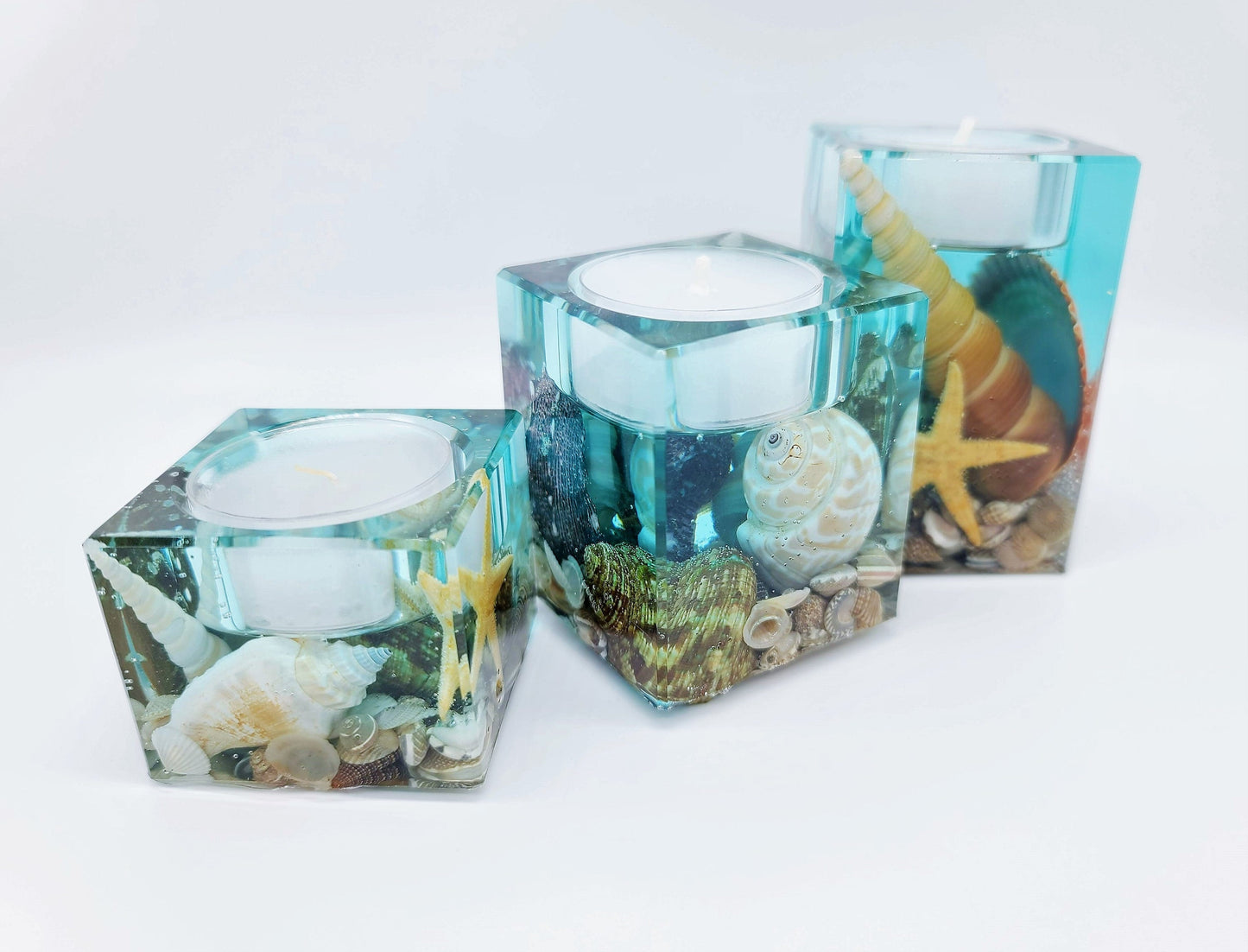 Seascape Resin Tealight Candle Holder