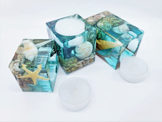 Square Seascape Candle Holder
