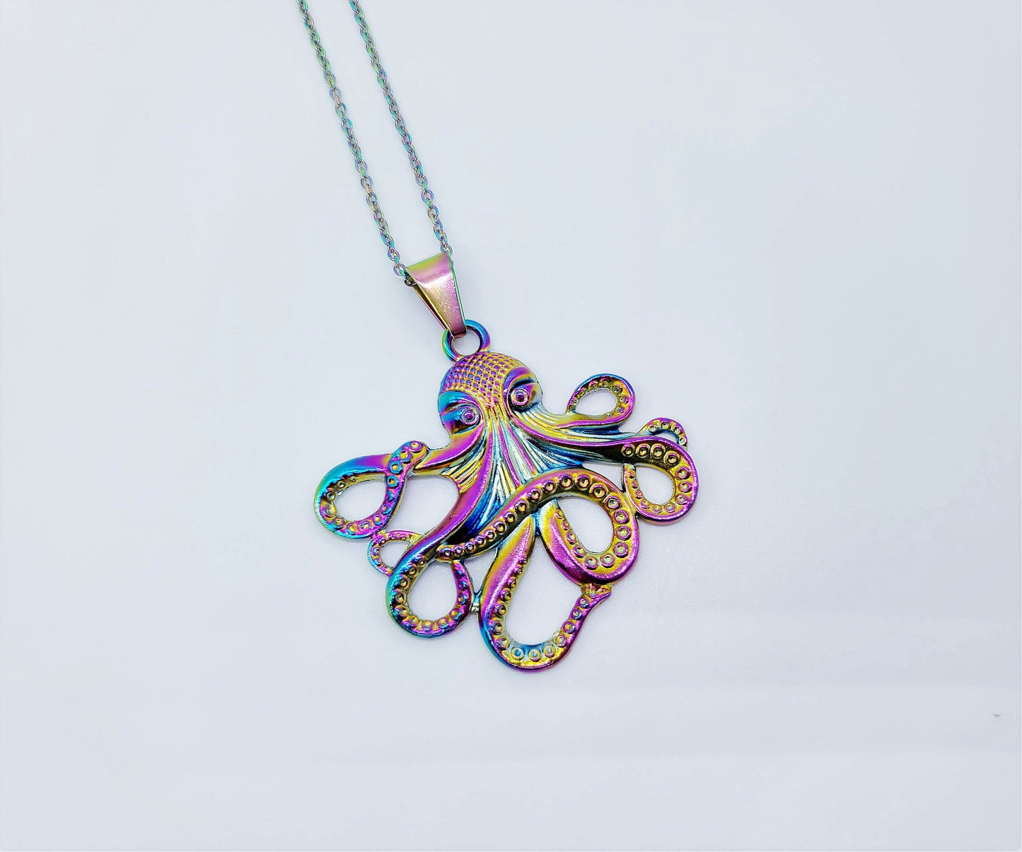 Rainbow Chromium Octopus Necklace