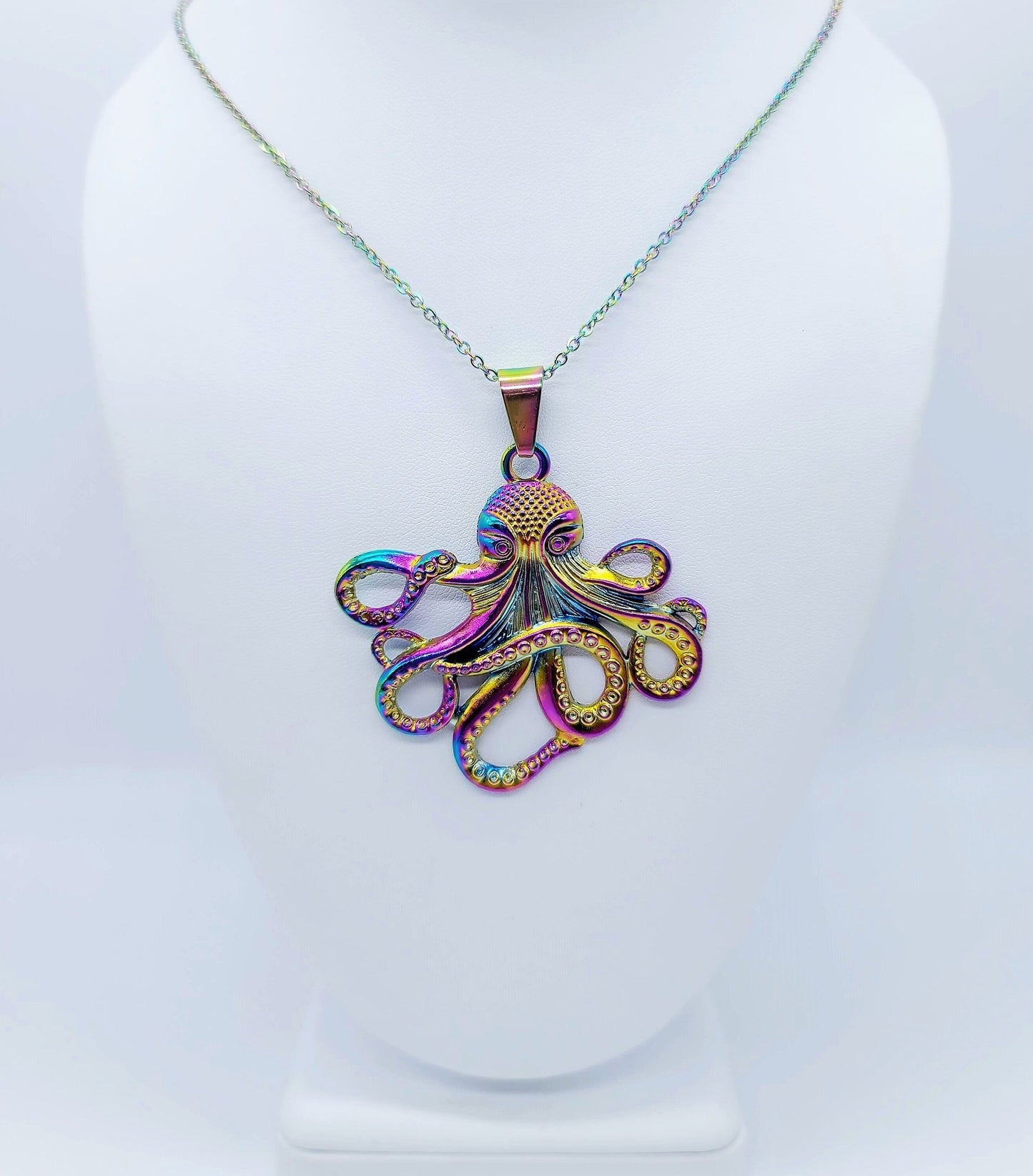 Rainbow Chromium Octopus Necklace