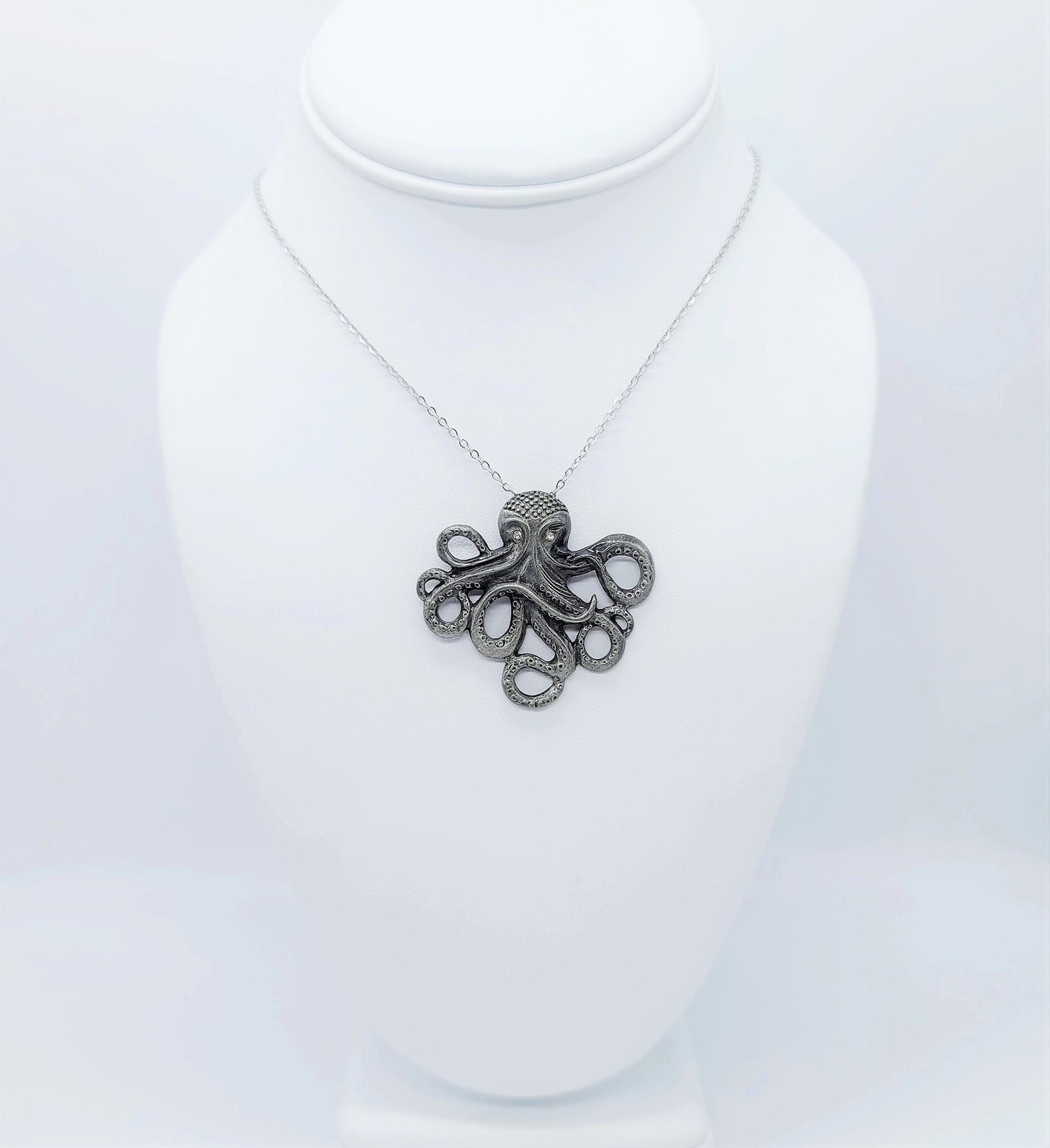 Antique Silver Metal Octopus Necklace
