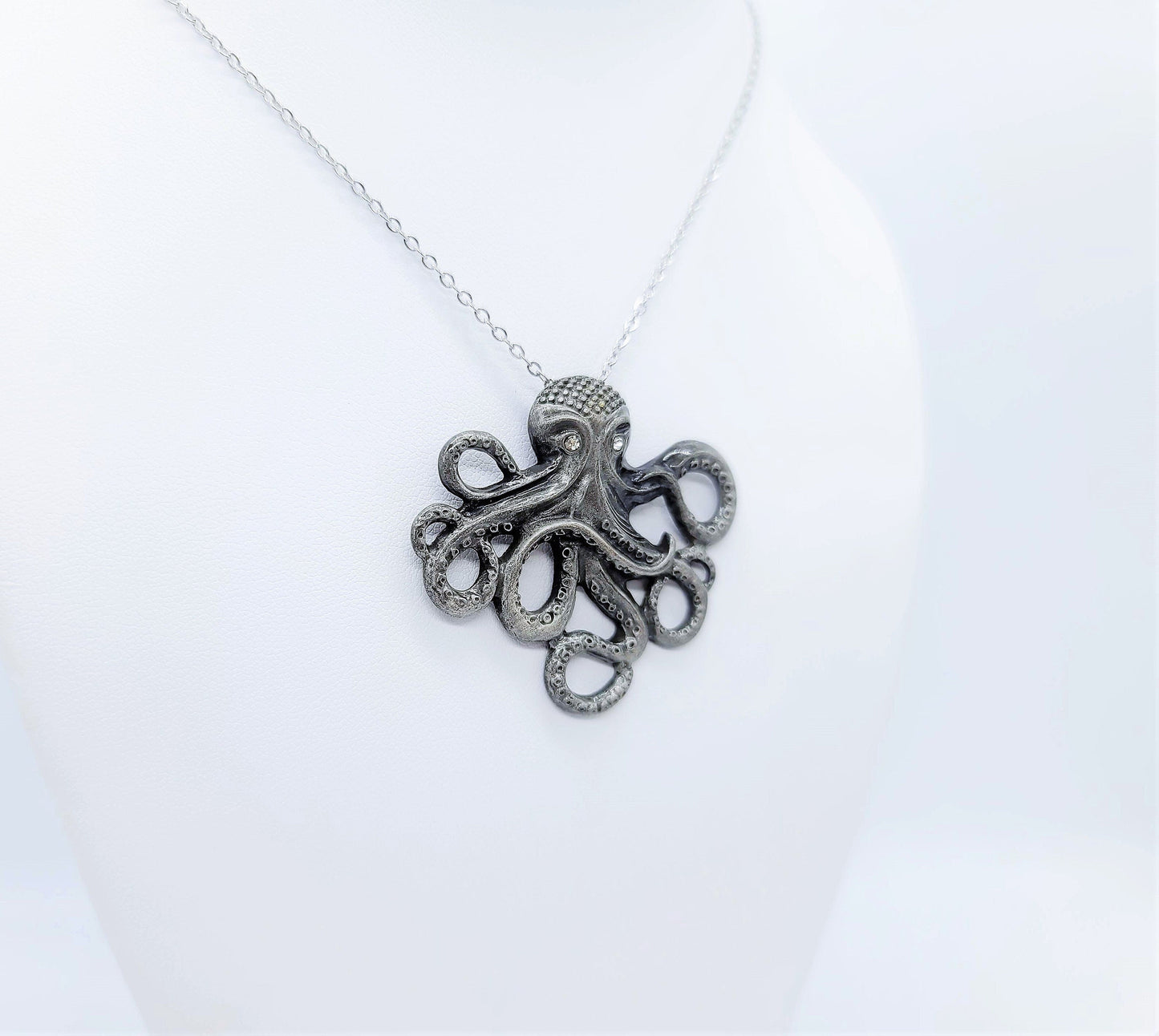 Antique Silver Metal Octopus Necklace