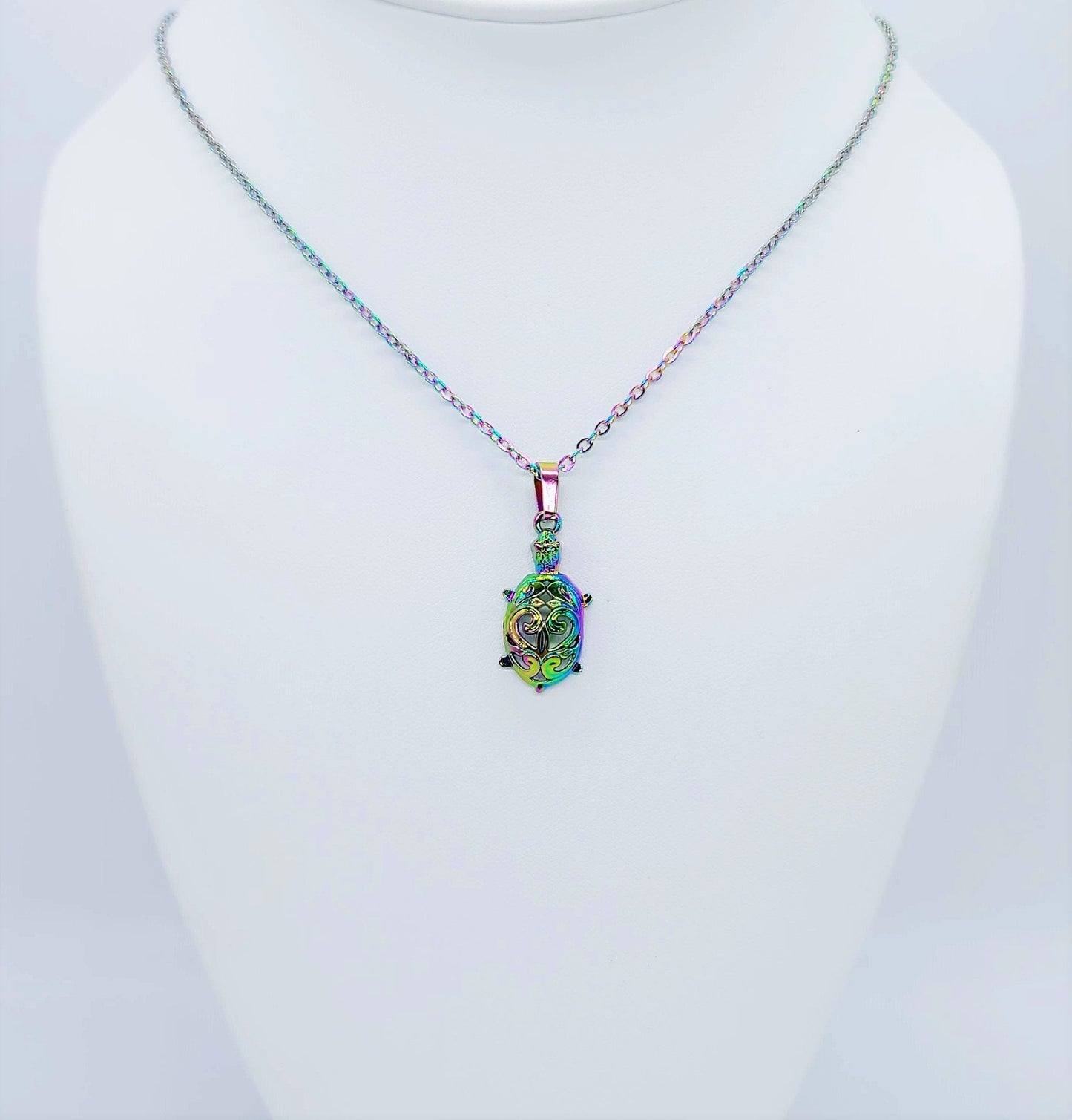 Rainbow Chromium Turtle Necklace