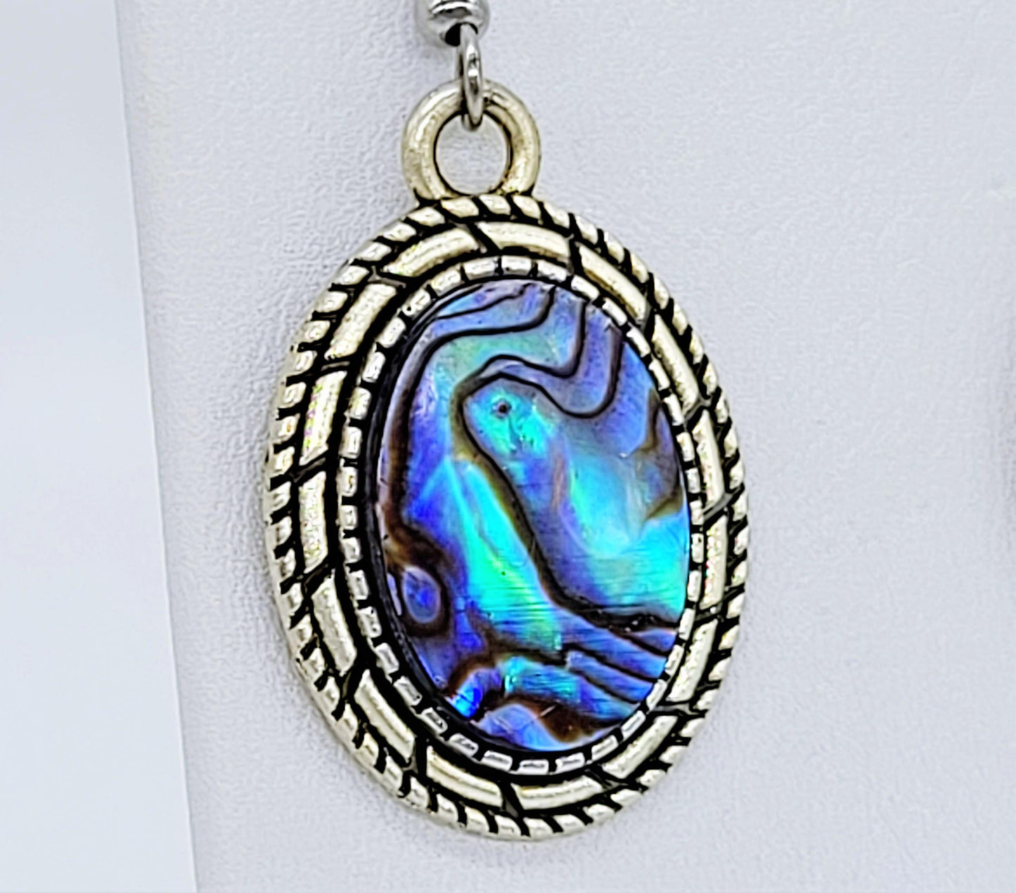 Abalone / Paua Seashell Earrings / Tibetan Style