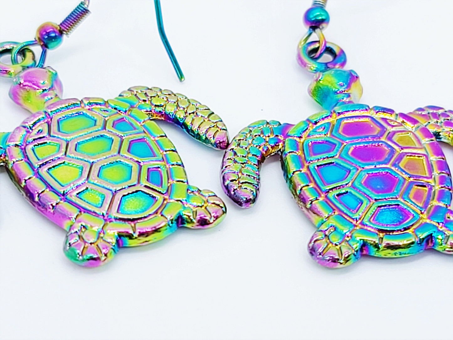 Rainbow Chromium Sea Turtle Earrings