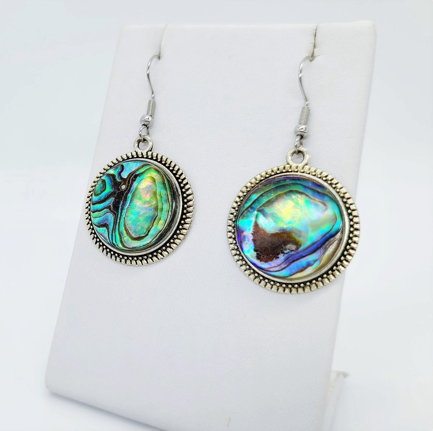 Abalone / Paua Seashell Earrings / Tibetan Style