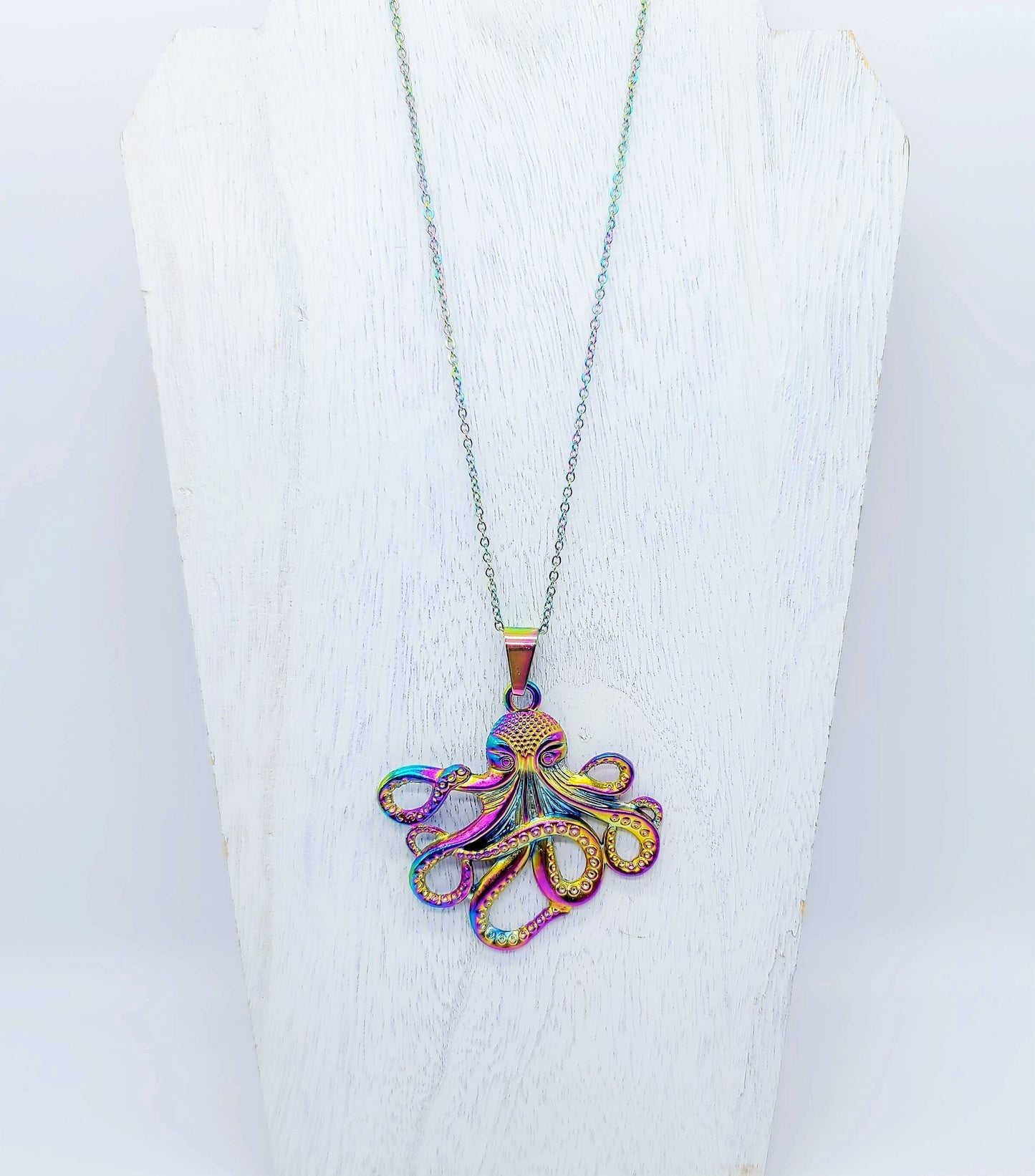 Rainbow Chromium Octopus Necklace