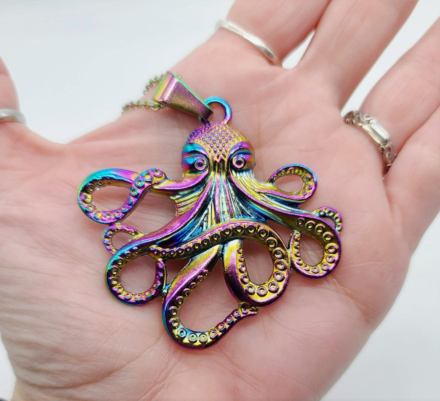 Rainbow Chromium Octopus Necklace