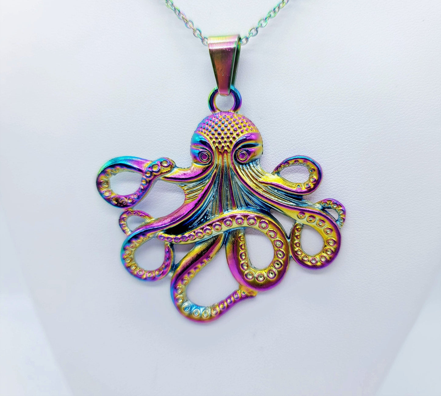 Rainbow Chromium Octopus Necklace