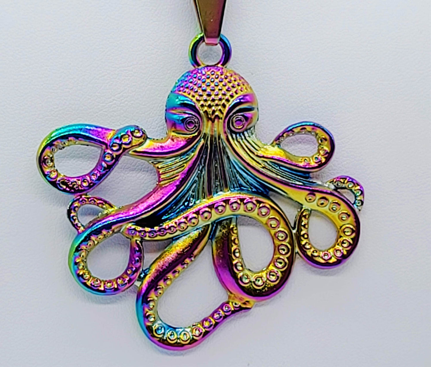 Rainbow Chromium Octopus Necklace
