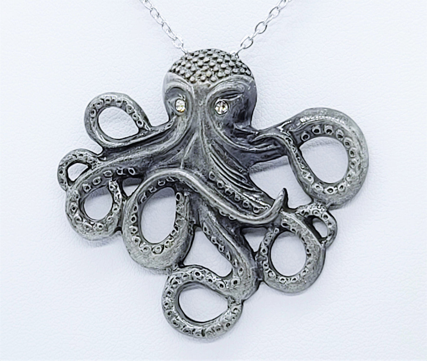 Antique Silver Metal Octopus Necklace
