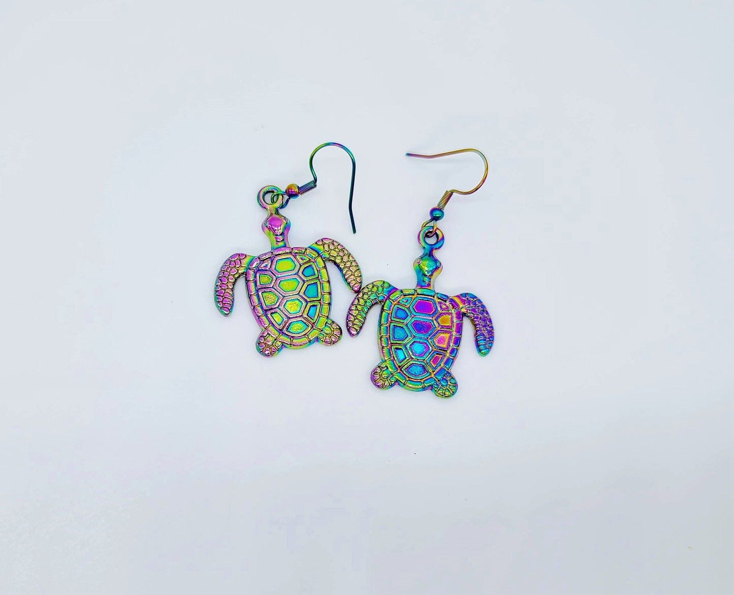 Rainbow Chromium Sea Turtle Earrings