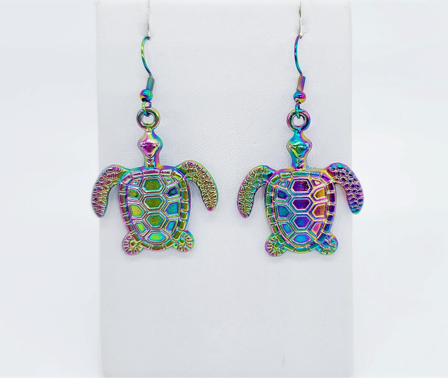 Rainbow Chromium Sea Turtle Earrings