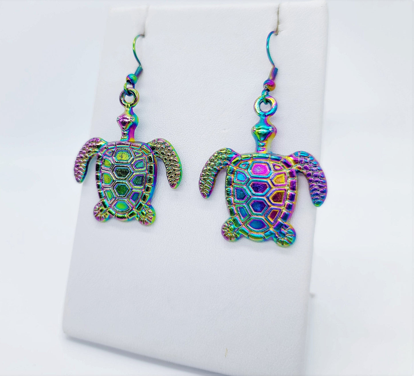 Rainbow Chromium Sea Turtle Earrings