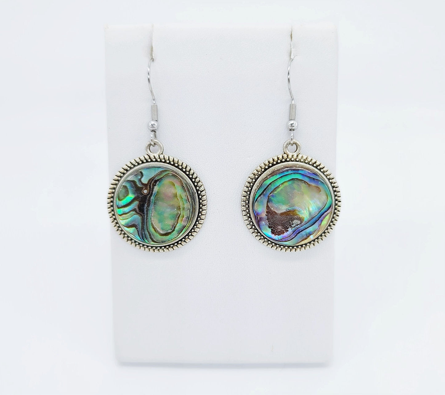 Abalone / Paua Seashell Earrings / Tibetan Style