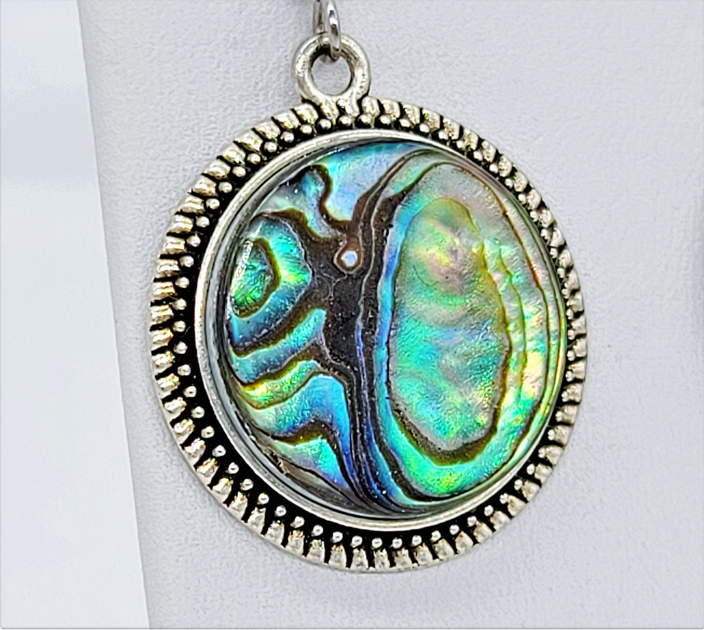 Abalone / Paua Seashell Earrings / Tibetan Style