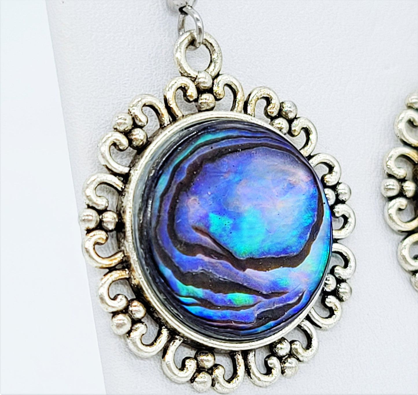 Abalone / Paua Seashell Earrings / Tibetan Style