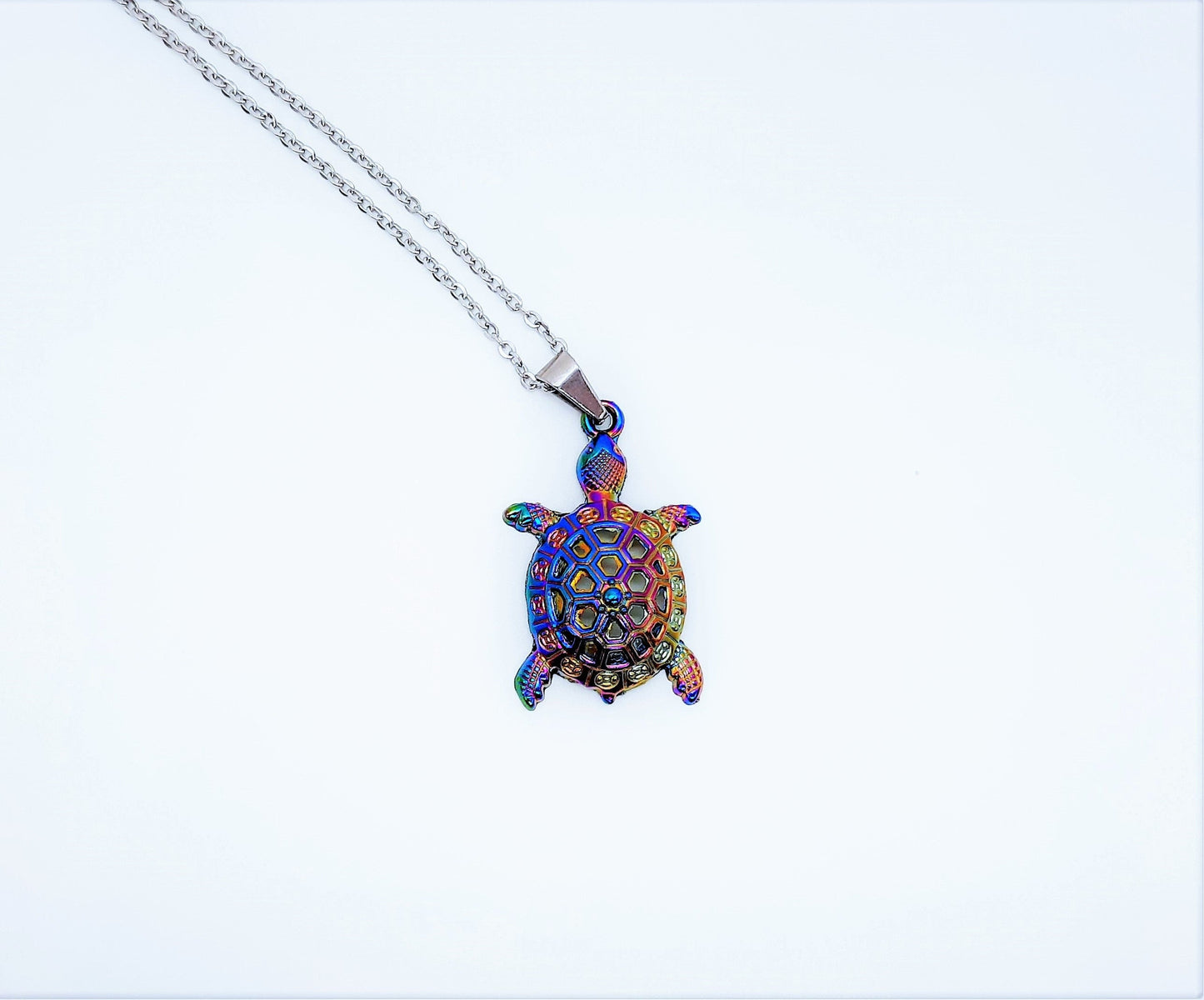 Rainbow Chromium Turtle Necklace