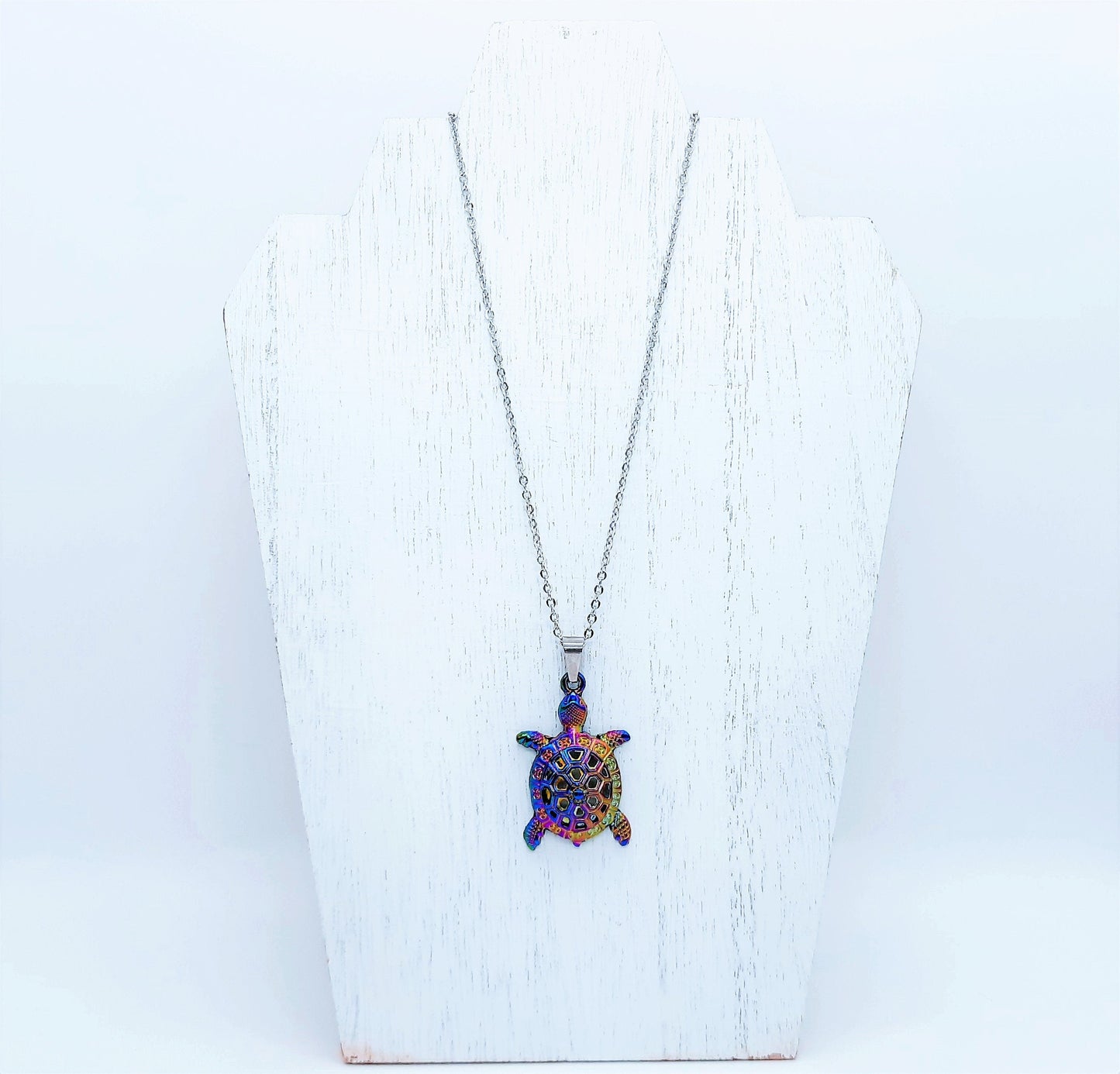 Rainbow Chromium Turtle Necklace
