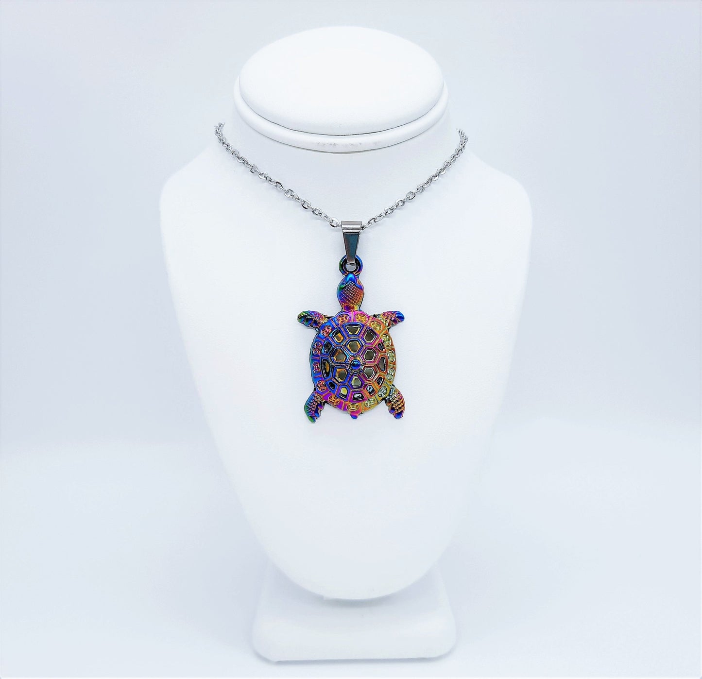 Rainbow Chromium Turtle Necklace