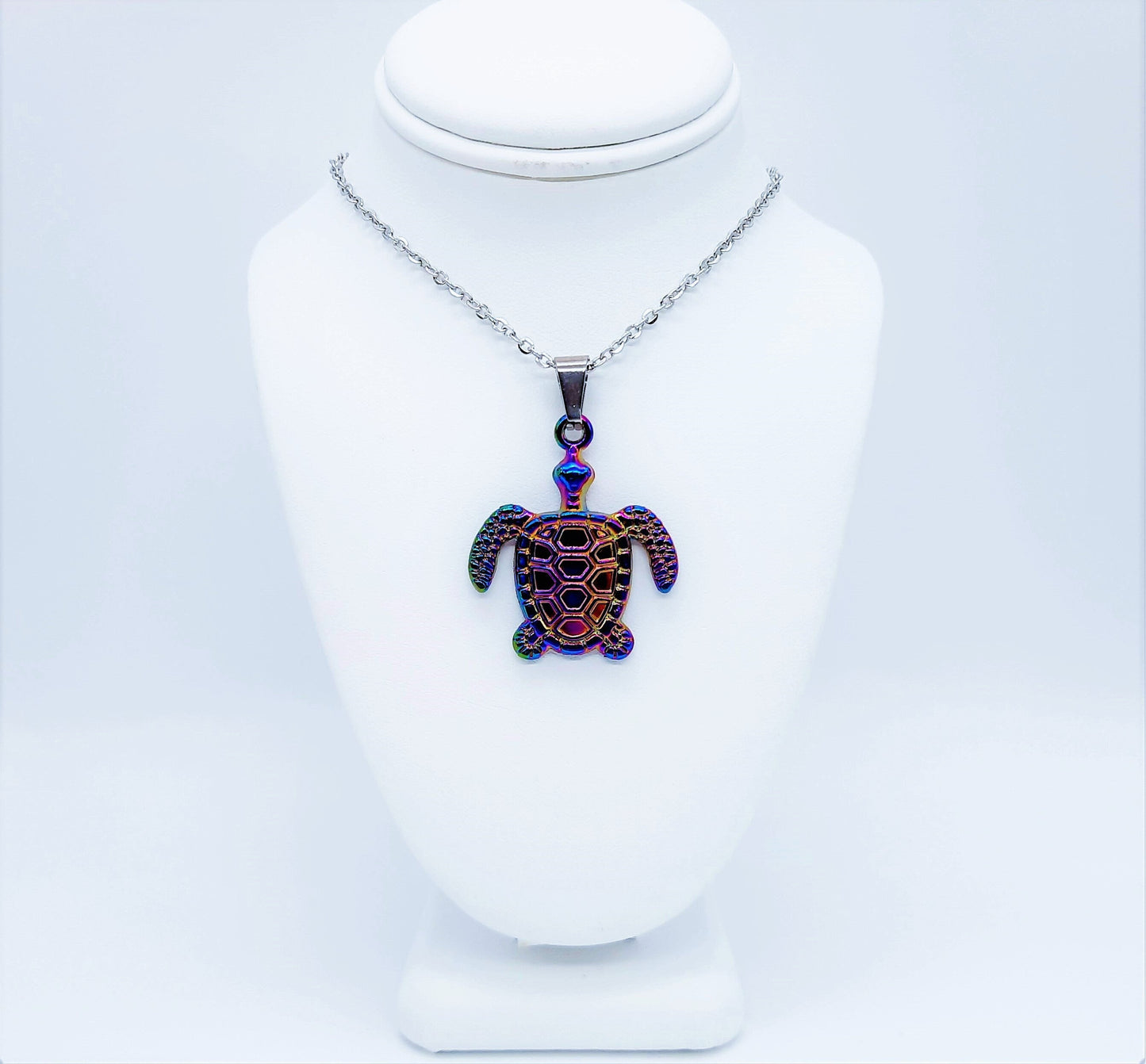 Rainbow Chromium Turtle / Tortoise Necklace