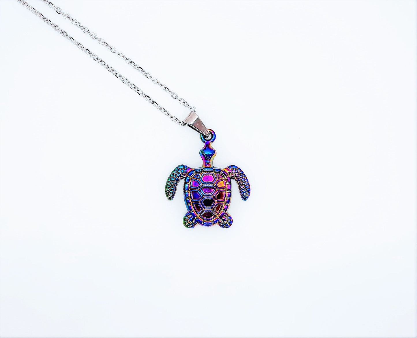 Rainbow Chromium Turtle / Tortoise Necklace
