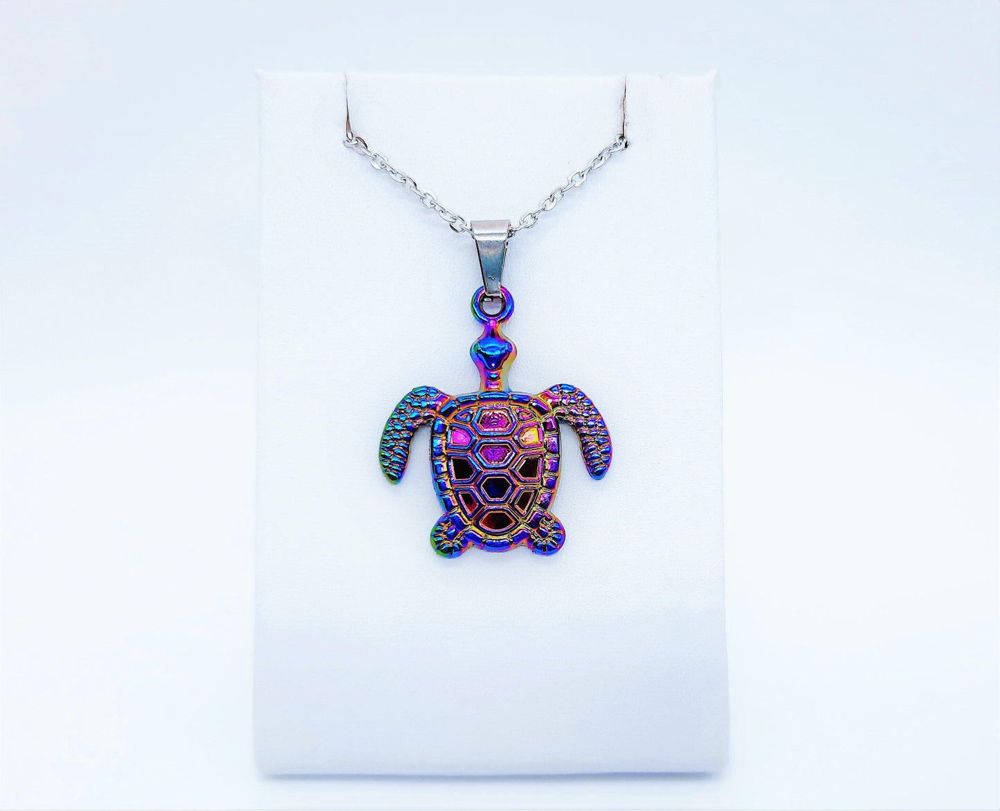 Rainbow Chromium Turtle / Tortoise Necklace