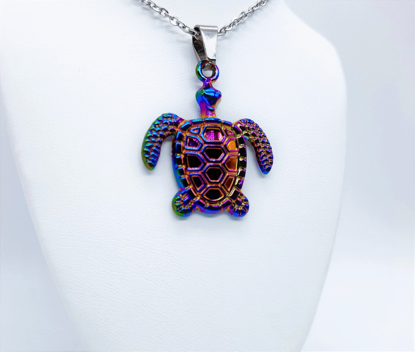 Rainbow Chromium Turtle / Tortoise Necklace