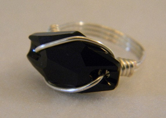 Sterling Silver Black Crystal Ring