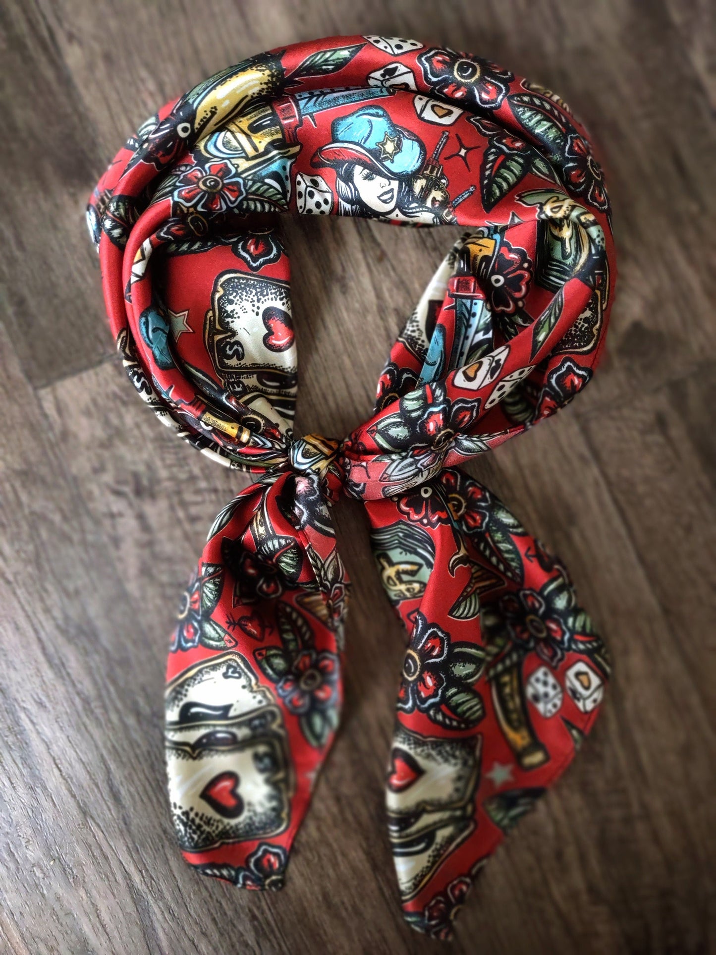 Wild Rag 100% SILK Deep Red Wild West Saloon Casino Cowboy Western Neck Scarf Bandanna by Double B Wild Rags