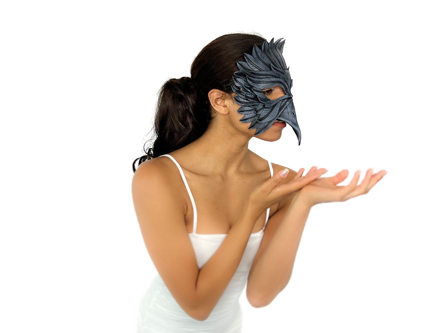 Black Raven Handmade Genuine Leather Mask