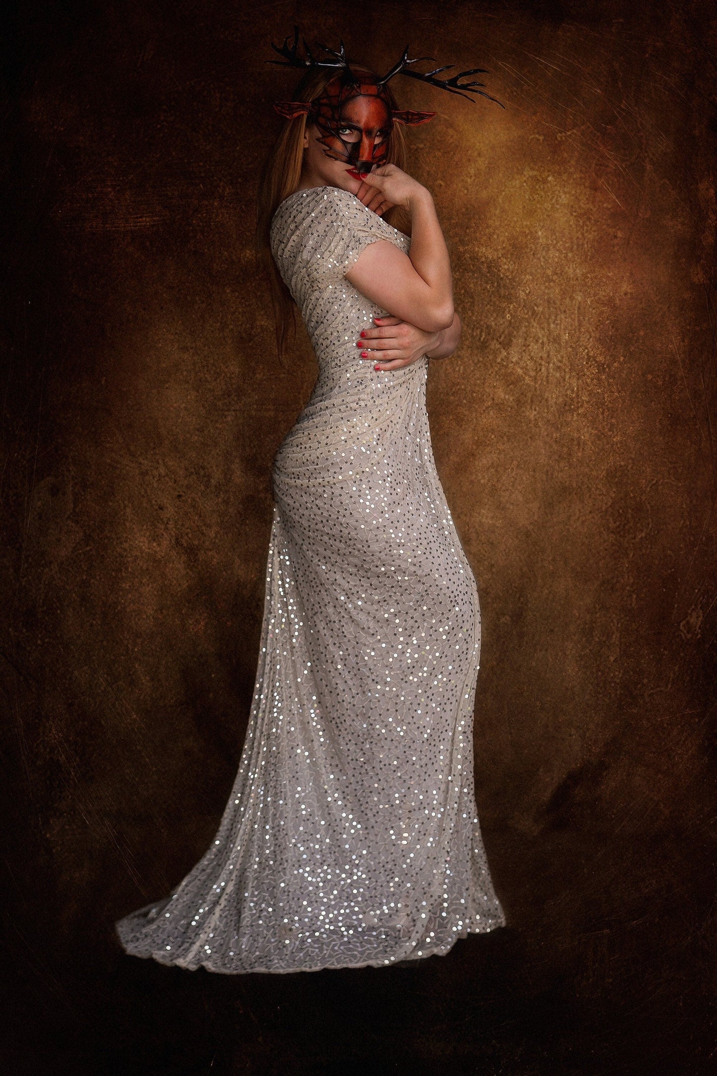 Geometric Buck Deer Genuine Leather Mask