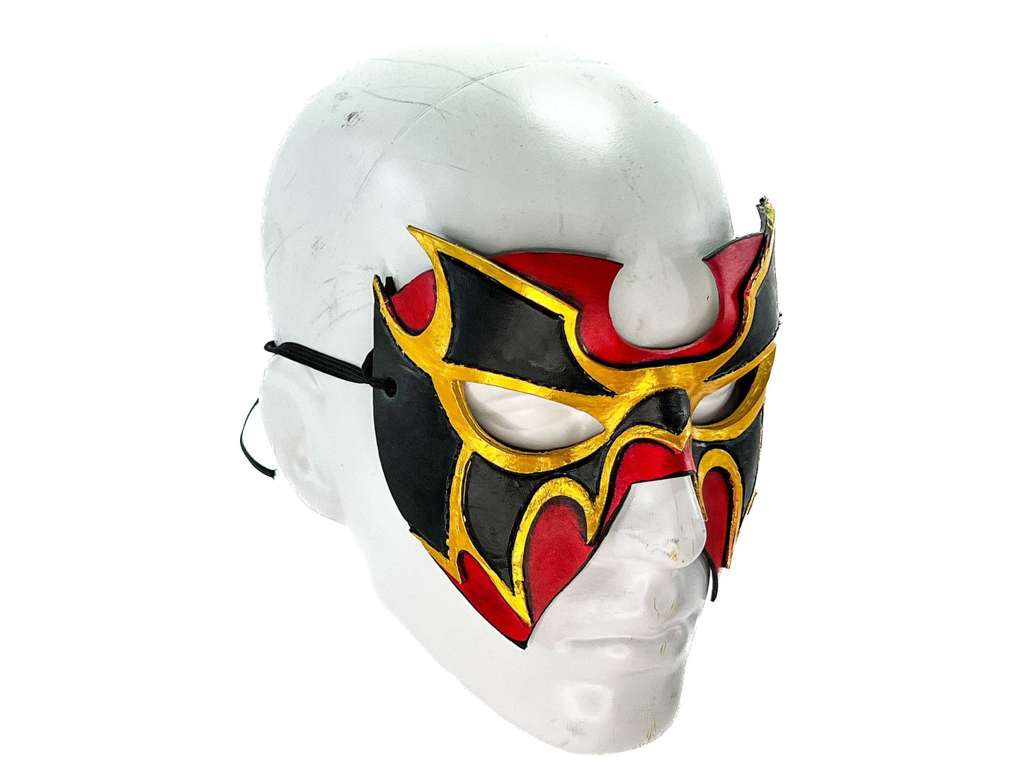 Super Hero Wrestling Mask Handmade Genuine Leather Mask in Red and Gold