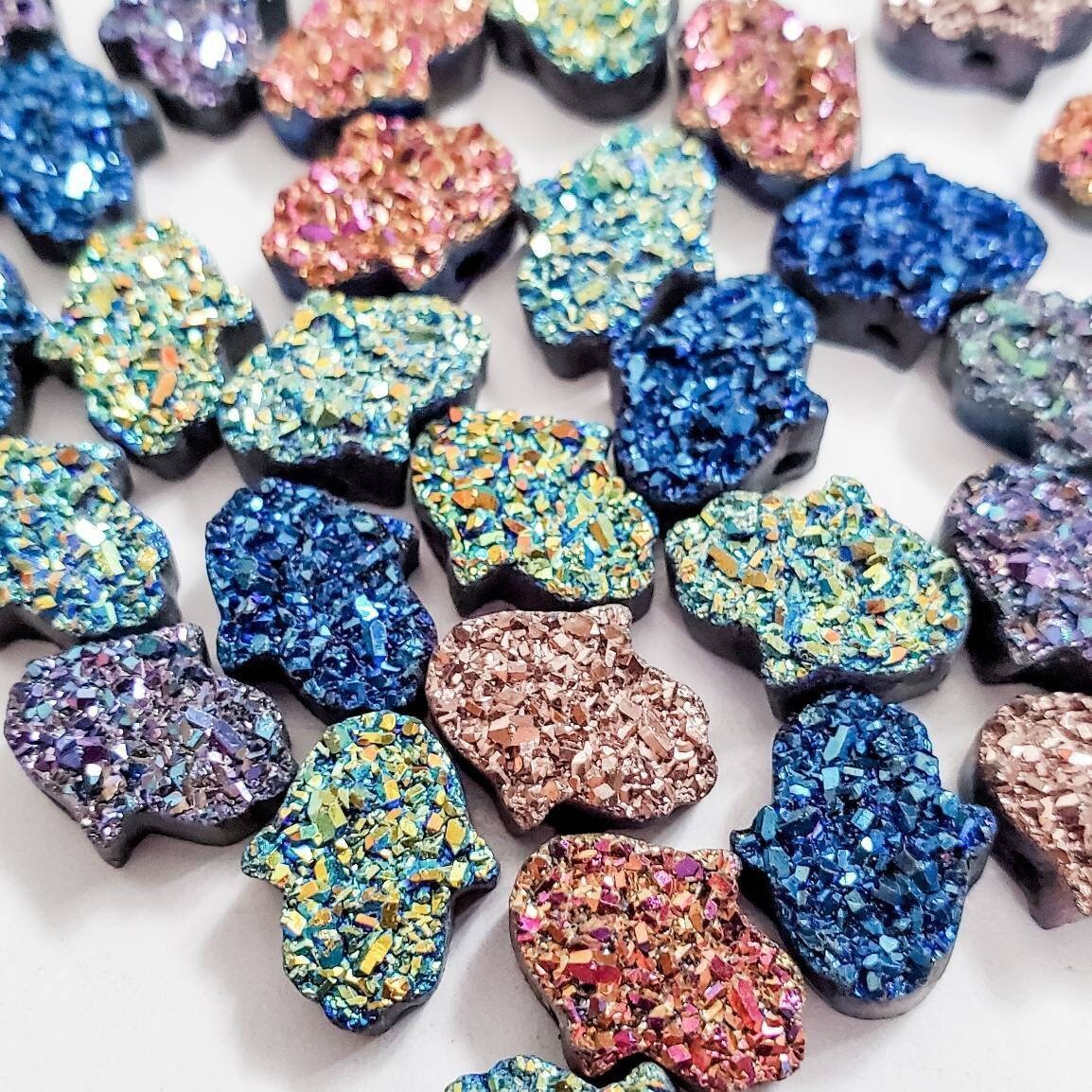 Druzy Crystal Hamsa Pendant Necklace