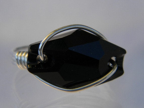 Sterling Silver Black Crystal Ring