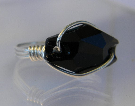 Sterling Silver Black Crystal Ring