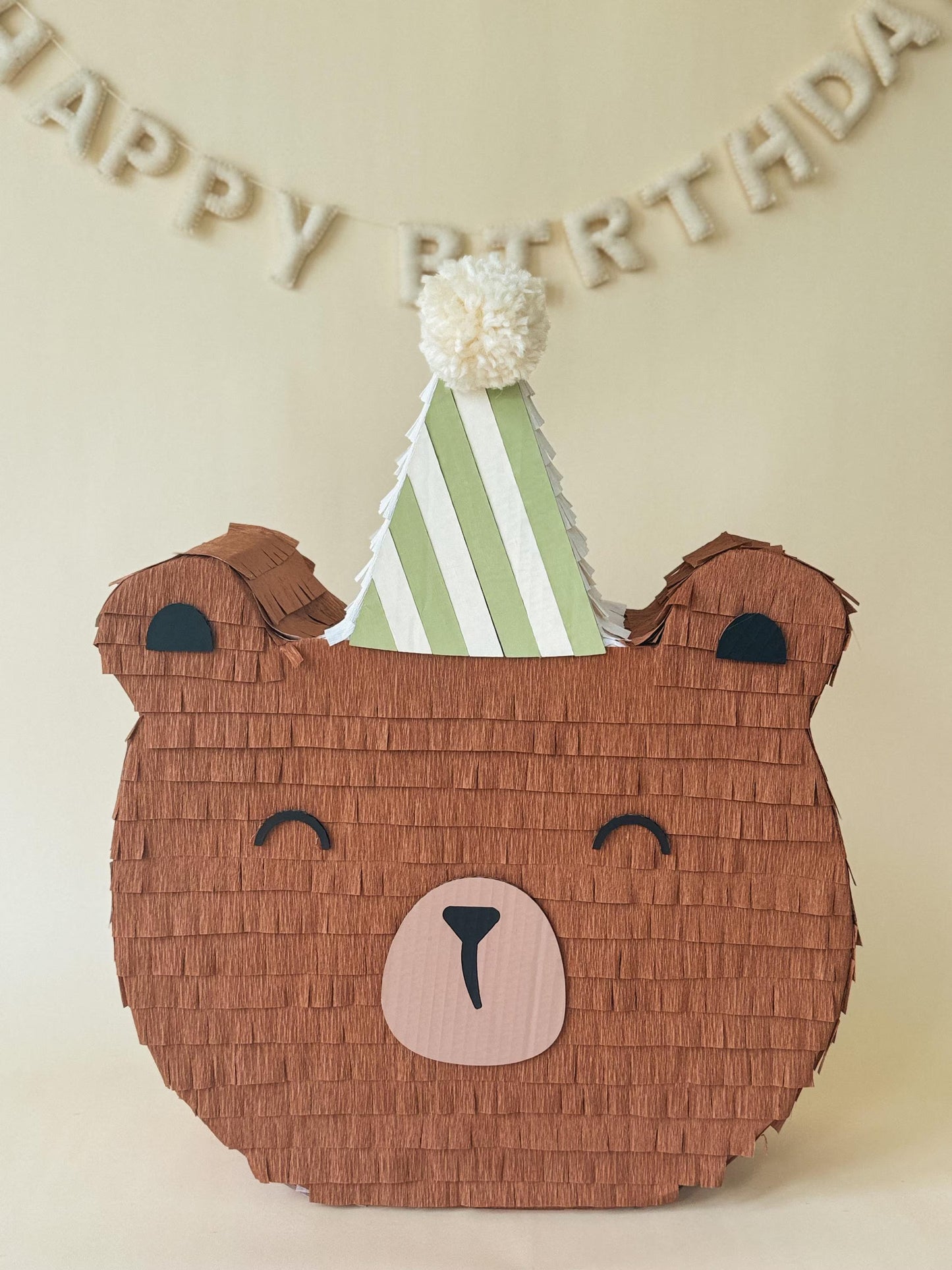 🐻 Birthday Bear Piñata – Handmade Party Decoration for Kids, Candy Holder