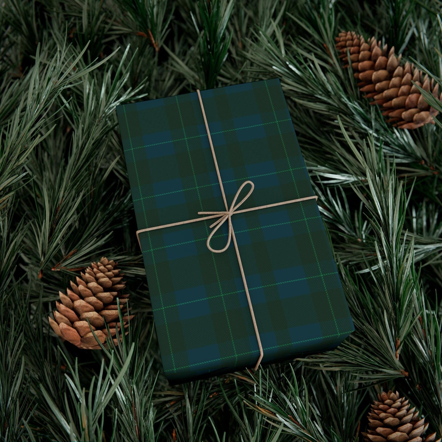 Blue and Green Plaid Wrapping Paper