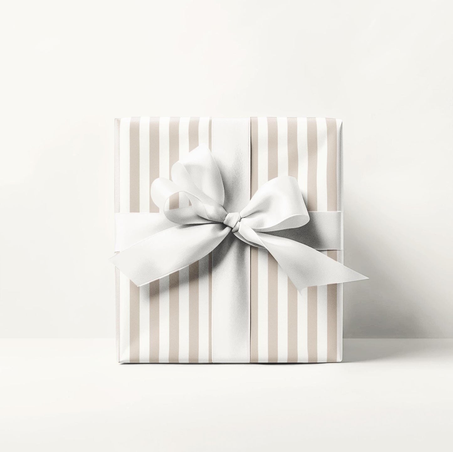 Beige Neutral Striped Holiday Wrapping Paper