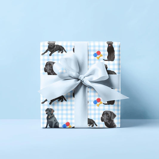 Black Lab Gingham Wrapping Paper