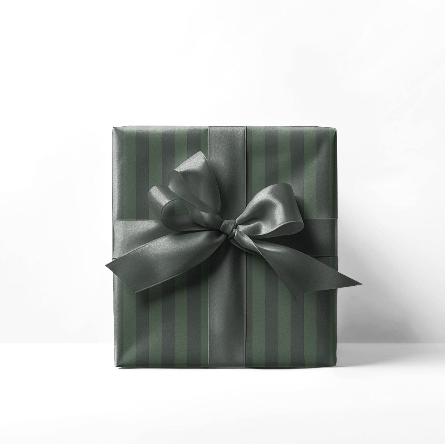 Dark Green Striped Holiday Wrapping Paper