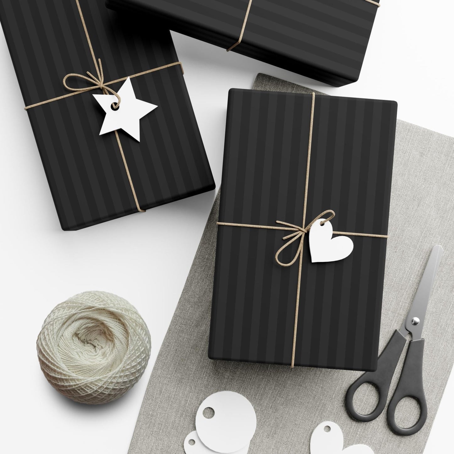 Black Striped Holiday Wrapping Paper