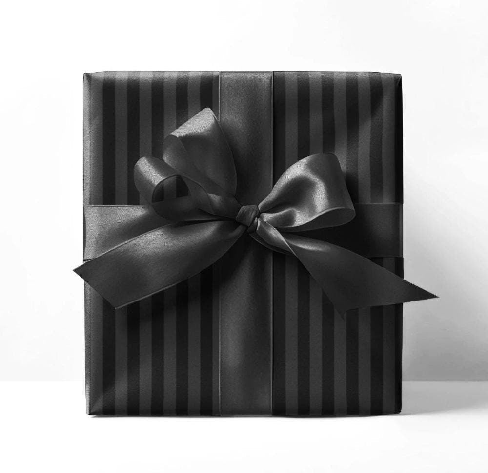 Black Striped Holiday Wrapping Paper