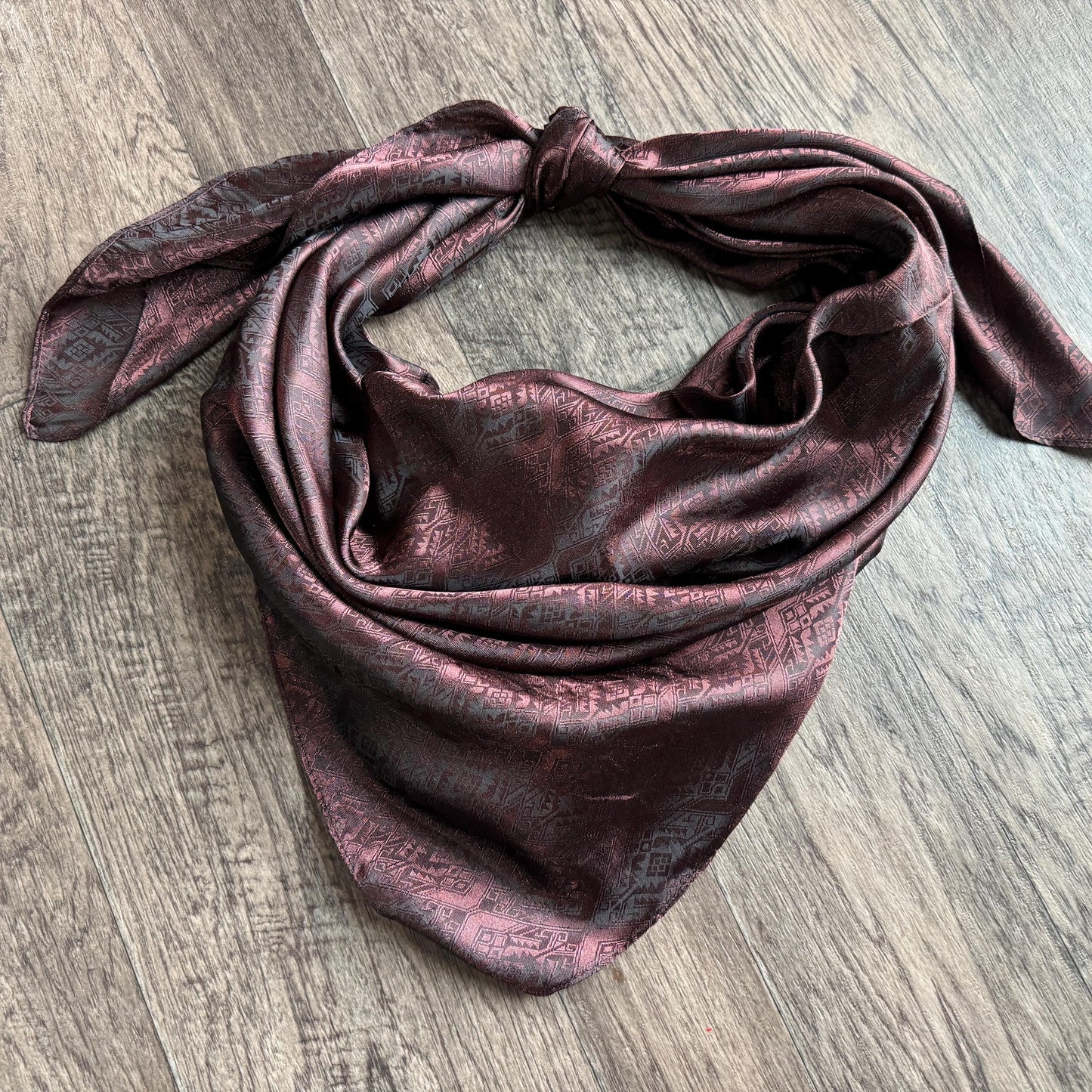 Jacquard Wild Rag Aztec Native tribal inspired neck scarf by Double B Wild Rags red green brown blue black