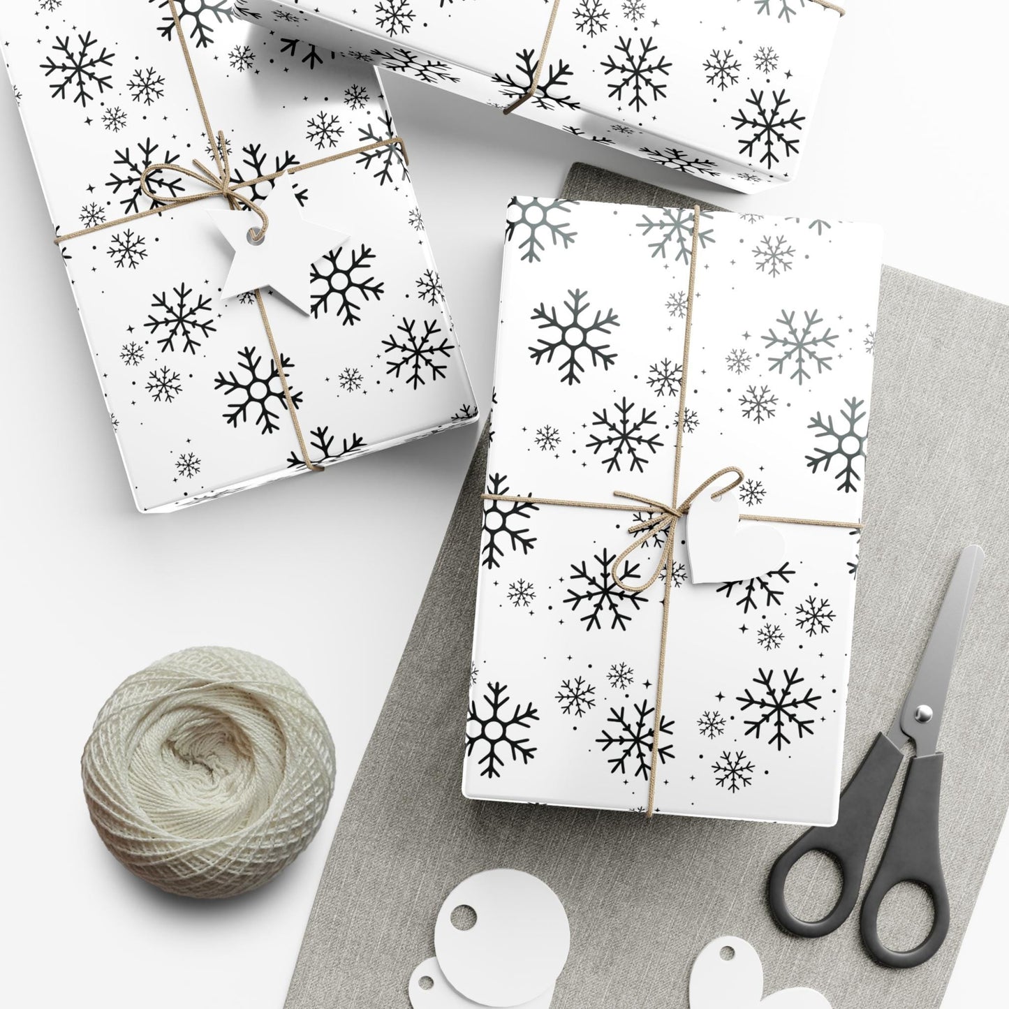 Black Snowflakes Wrapping Paper