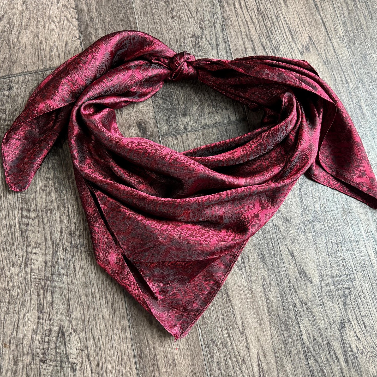 Jacquard Wild Rag Aztec Native tribal inspired neck scarf by Double B Wild Rags red green brown blue black